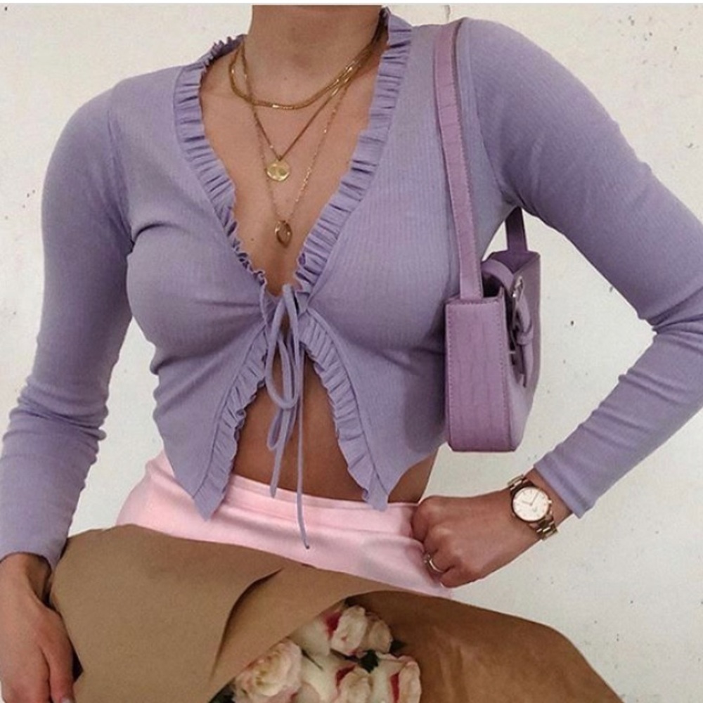 Luna Ruffle Trim Cropped Cardigan